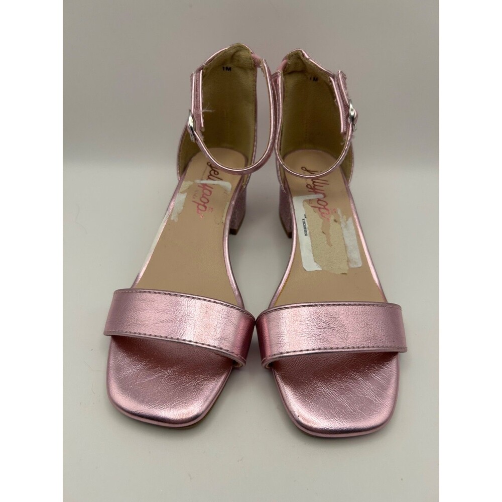 Jellypop Big Girl's Kanika Ankle Strap Heels Metallic Pink/Glitter Size 1M